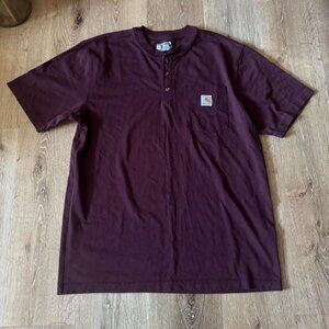 NWOT Carhartt Henley Burgundy Wine Red Short Sleeve shirt‎ with Pocket size M